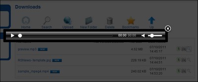 Flash player for audio and video files